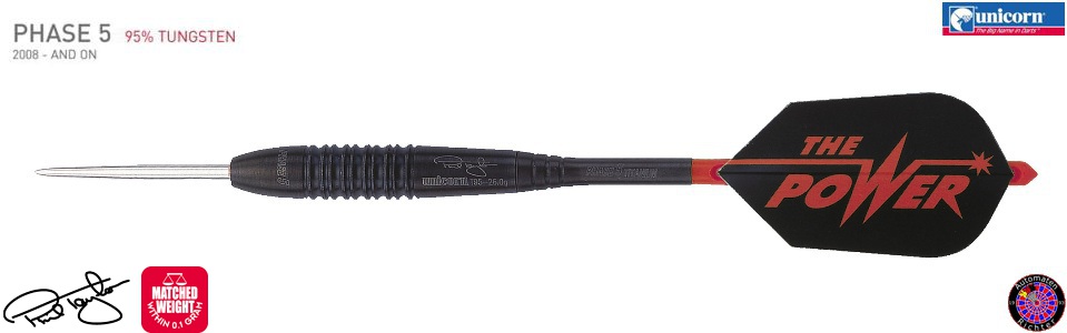 Steel Dartpfeil Set Unicorn - Phase 5 Black Titanium The Power